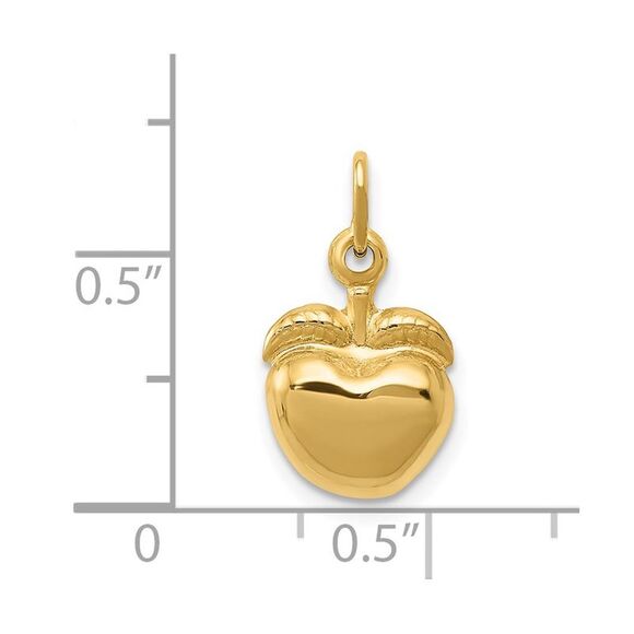 14k Yellow Gold 3D Puffed Apple Charm - Picture 5 of 6